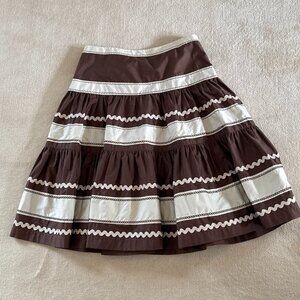 Banana Republic Dropped Waist Brown & Cream Cotton Skirt Excellent Cond 4P